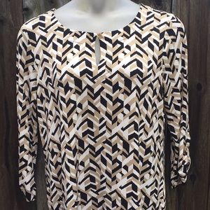 New w/o Tags Ann Klein Geometric neutral tone top